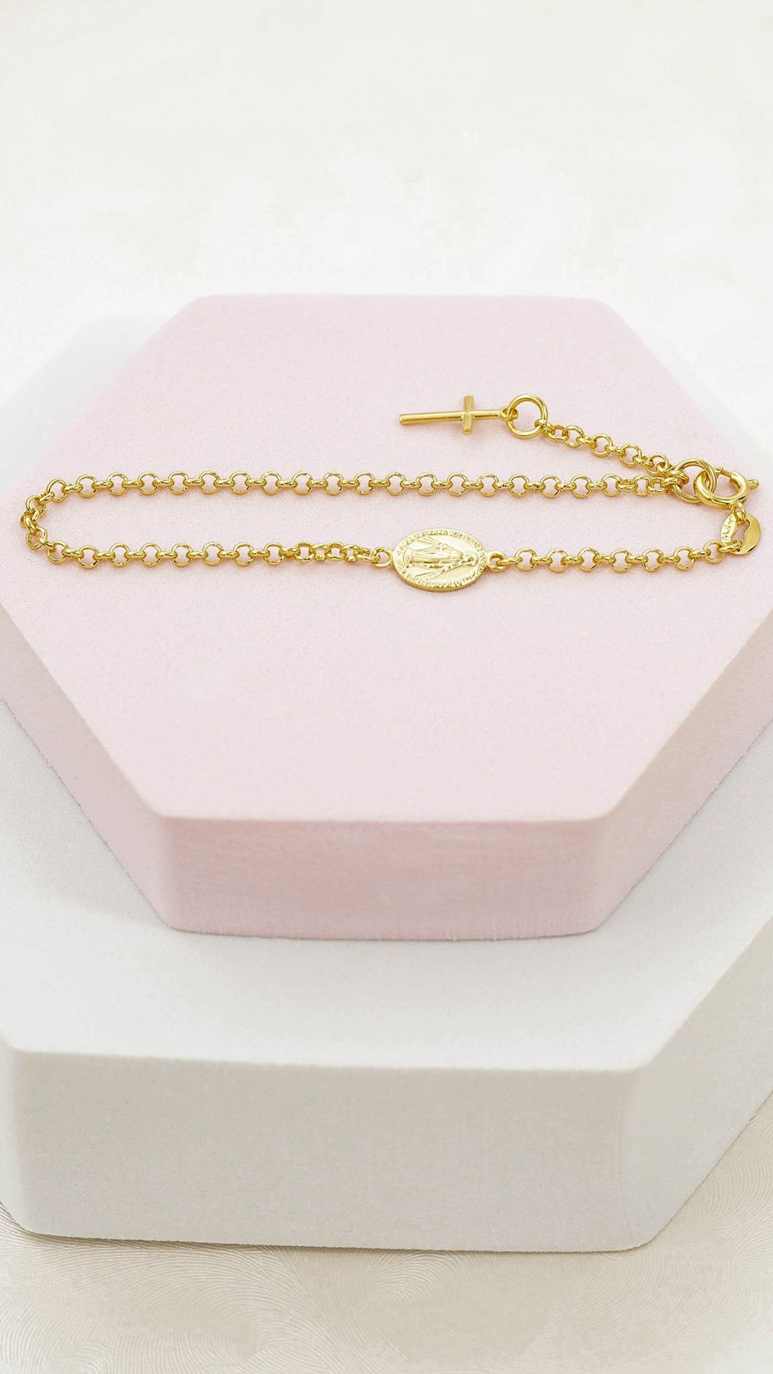 Pulsera Virgen Milagrosa 16.5 Cms Extensor Cruz