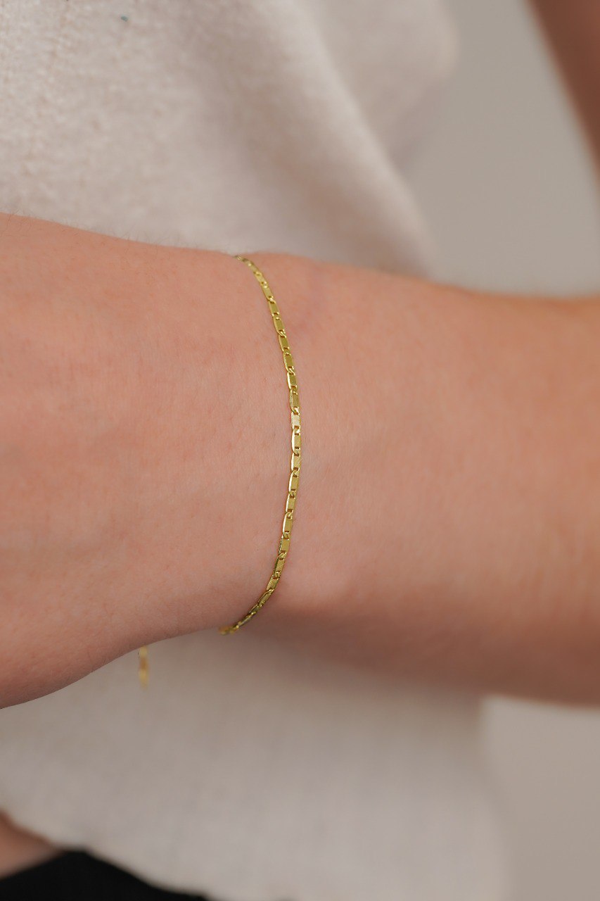 Pulsera Escalera Delgada  Plana Lisa 19 cms