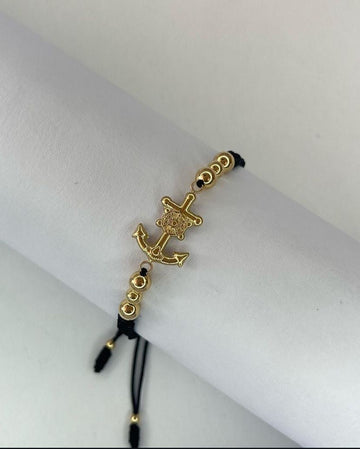 Pulsera Dije Ancla con Balines #4 y #5