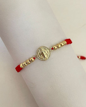 Pulsera San Benito con Balines lisos y diamantados #4