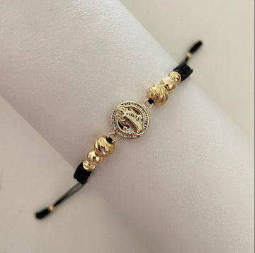 Pulsera San Benito con balines #4 y #5 lisos y diamantados