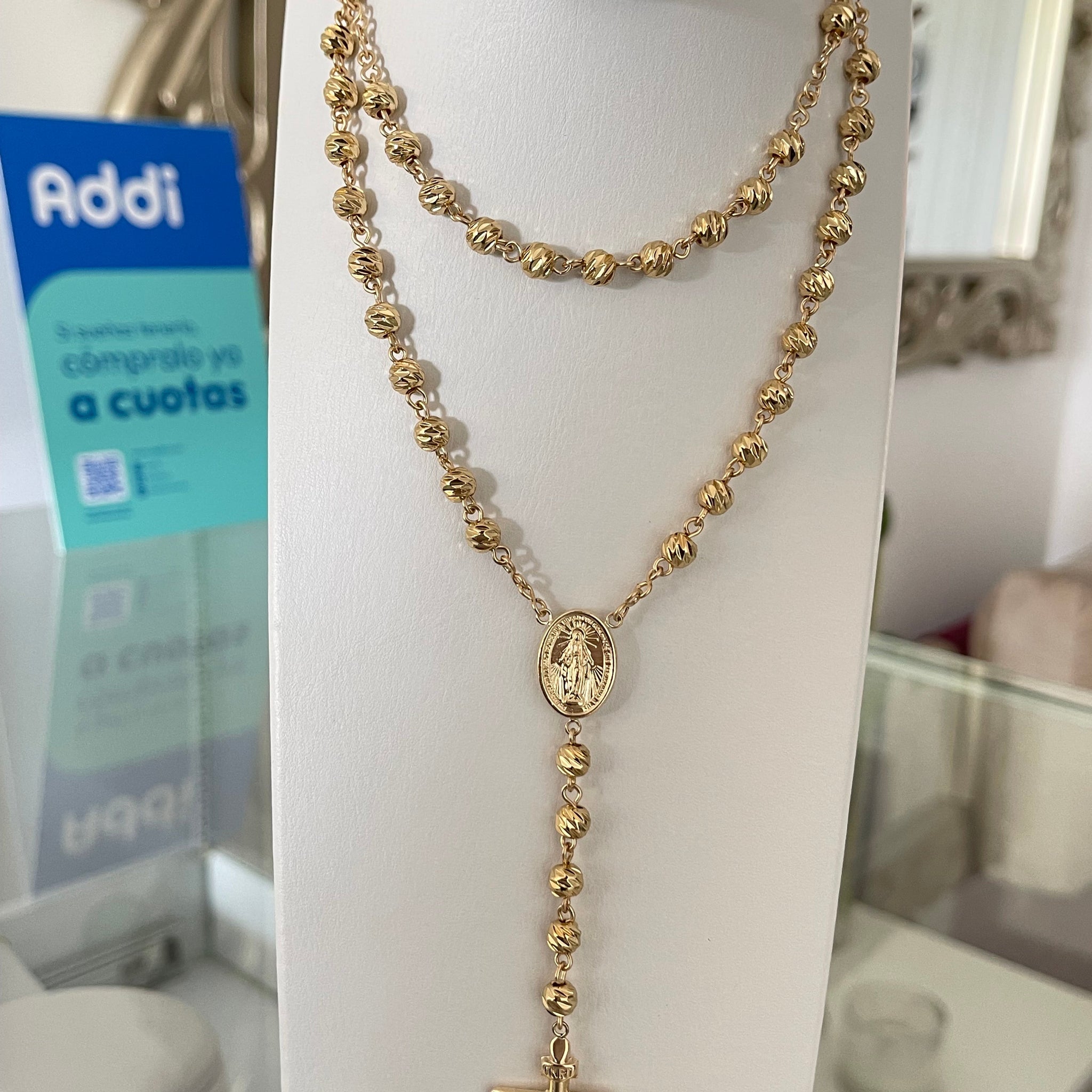 Rosario balin 6mm diamantado ( 65cms )