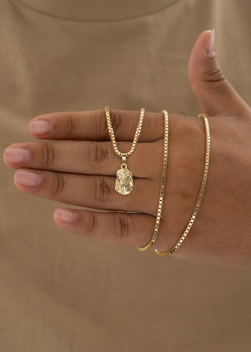 Conjunto cadena veneciana 1.5mm + Dije Rostro mediano tallado