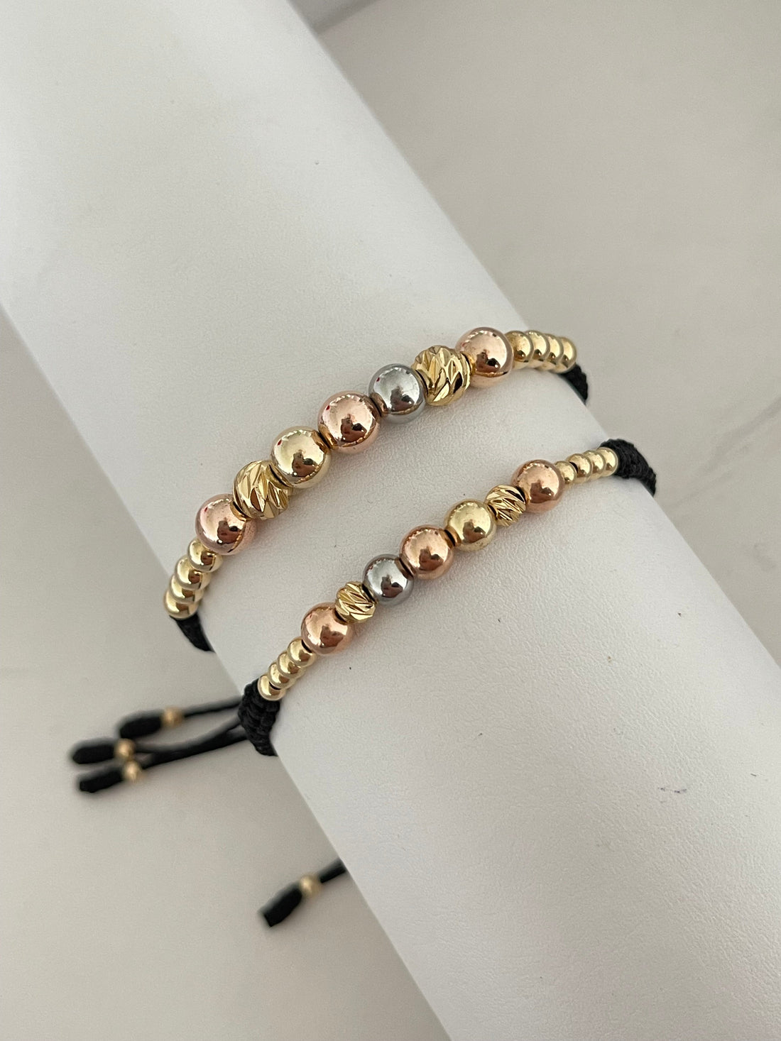 Pulseras parejas 3 oros diamantada