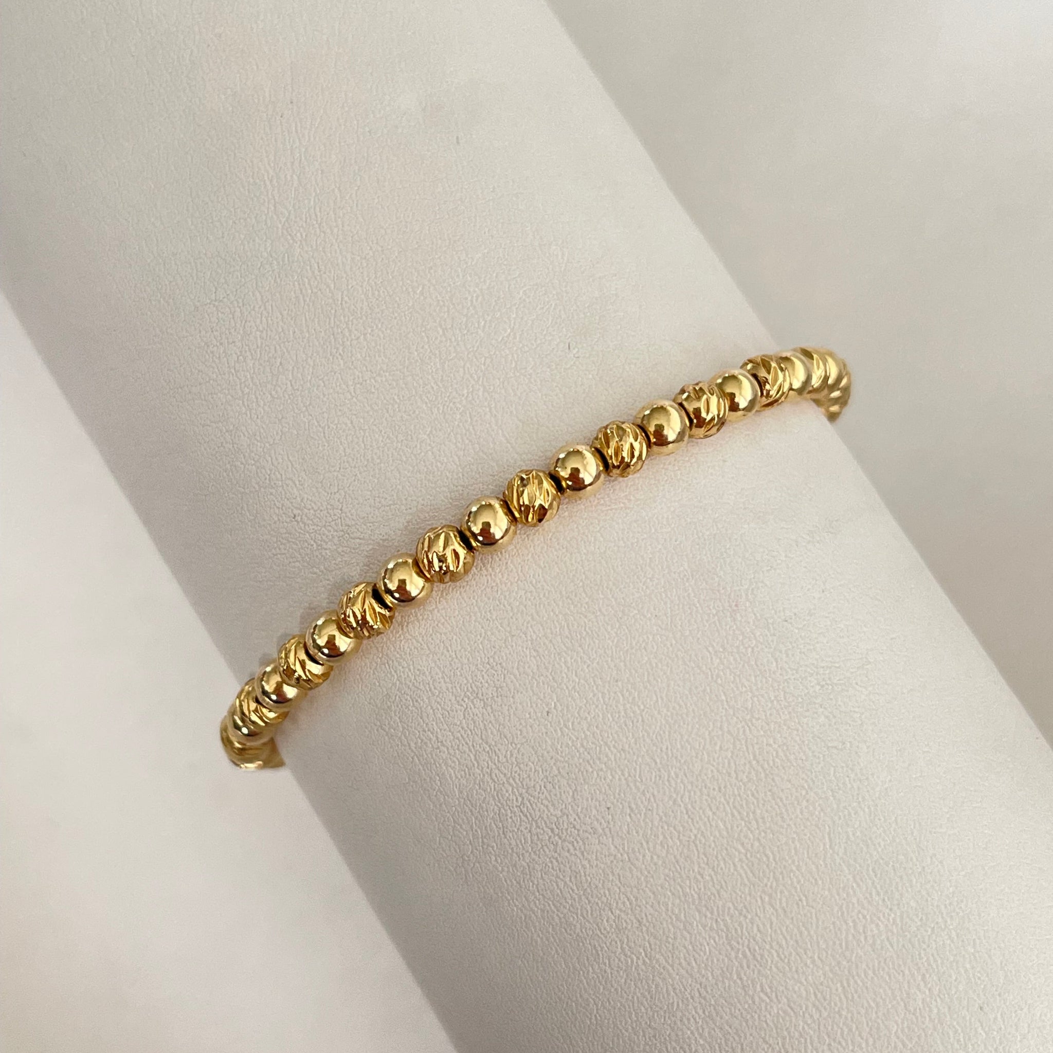 Pulsera balín 4mm diamantada y lisa