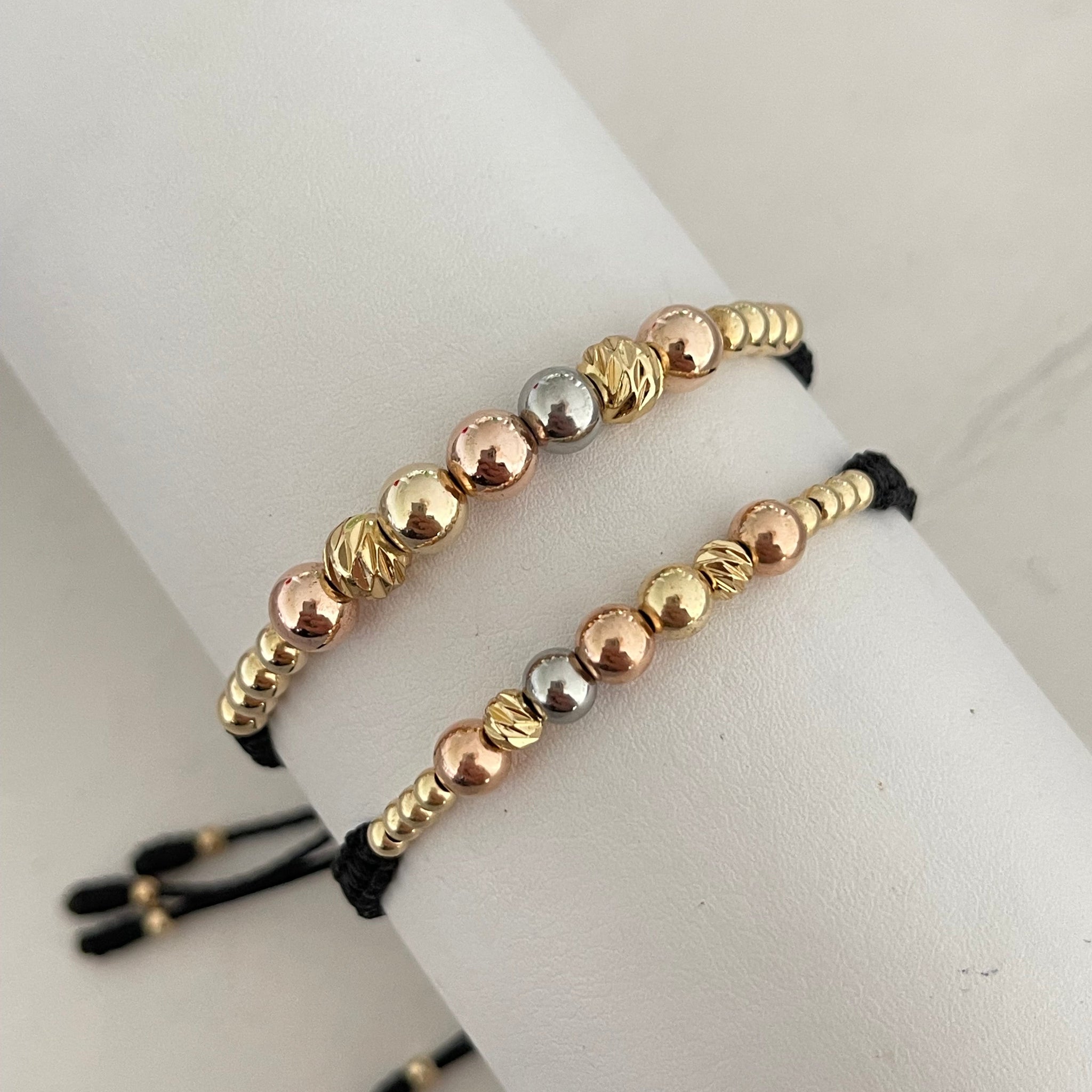 Pulseras parejas 3 oros diamantada