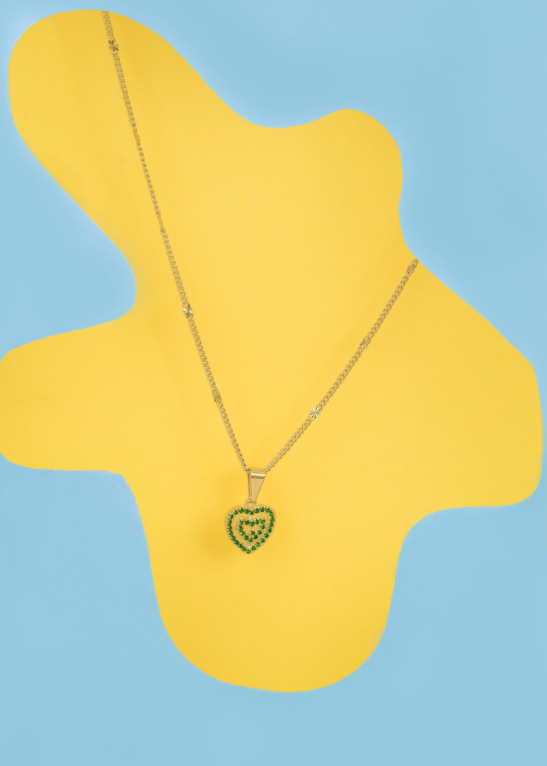 Cadena Cubana Con Destellos (45 cms) + Dije Perfect love Verde