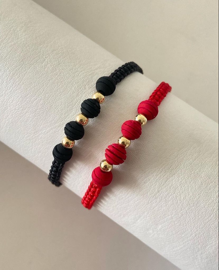Juego Pulsera Balin #4 Rojo Negra