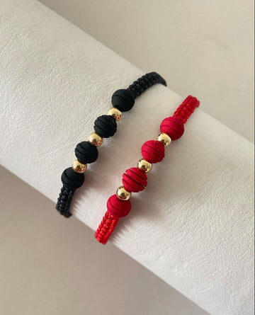 Juego Pulsera Balin #4 Rojo Negra