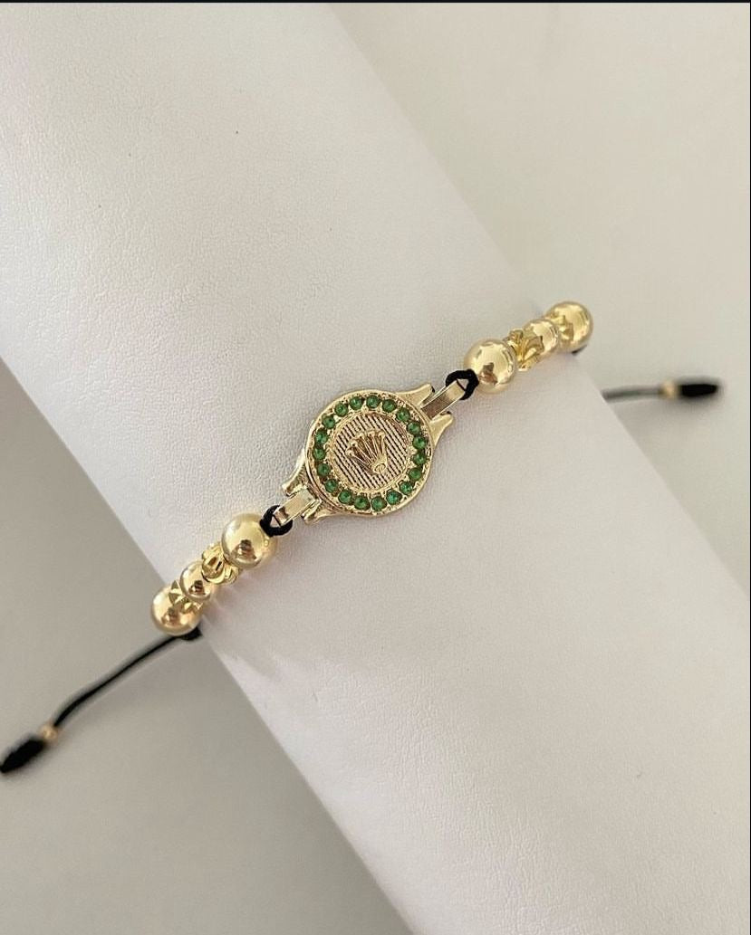Pulsera Rolex con balines lisos y diamantados #4