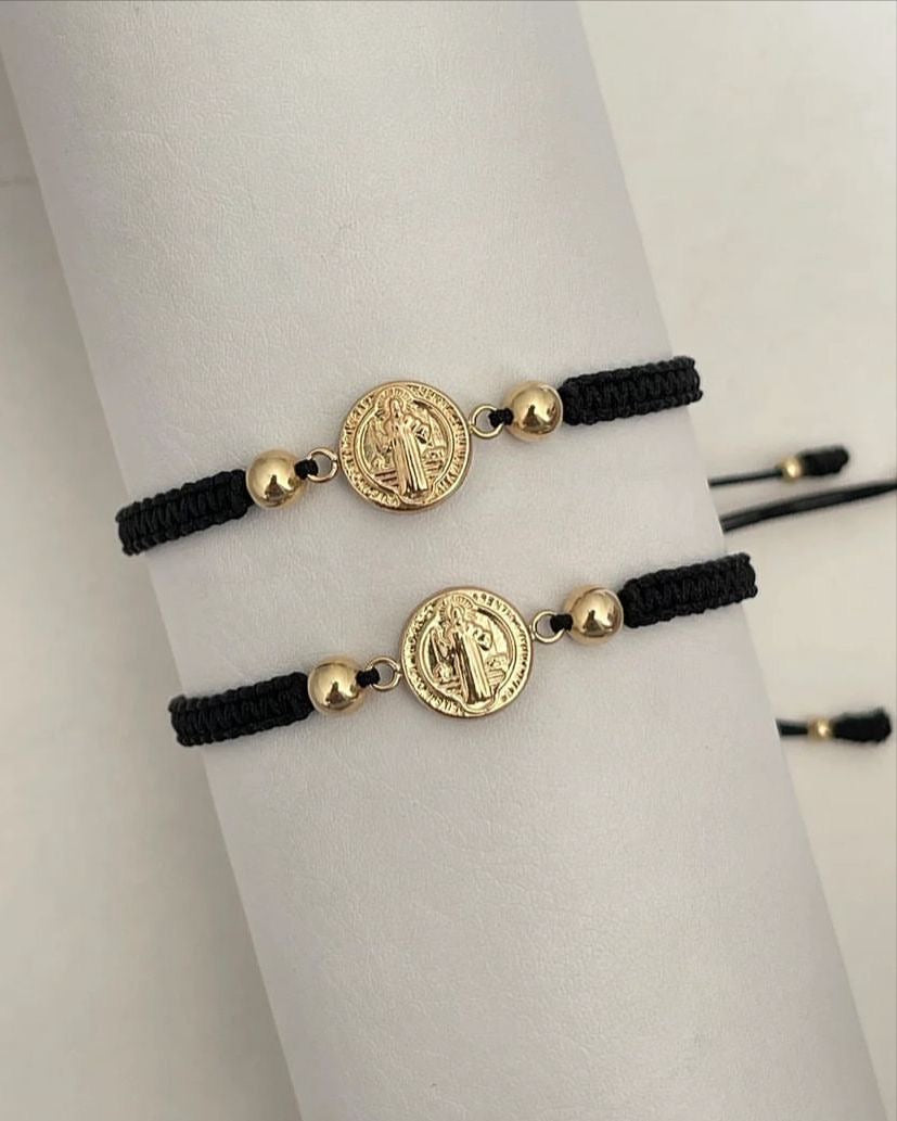 juego pulsera san benito mediano con balin liso #5 2x
