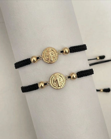 juego pulsera san benito mediano con balin liso #5 2x