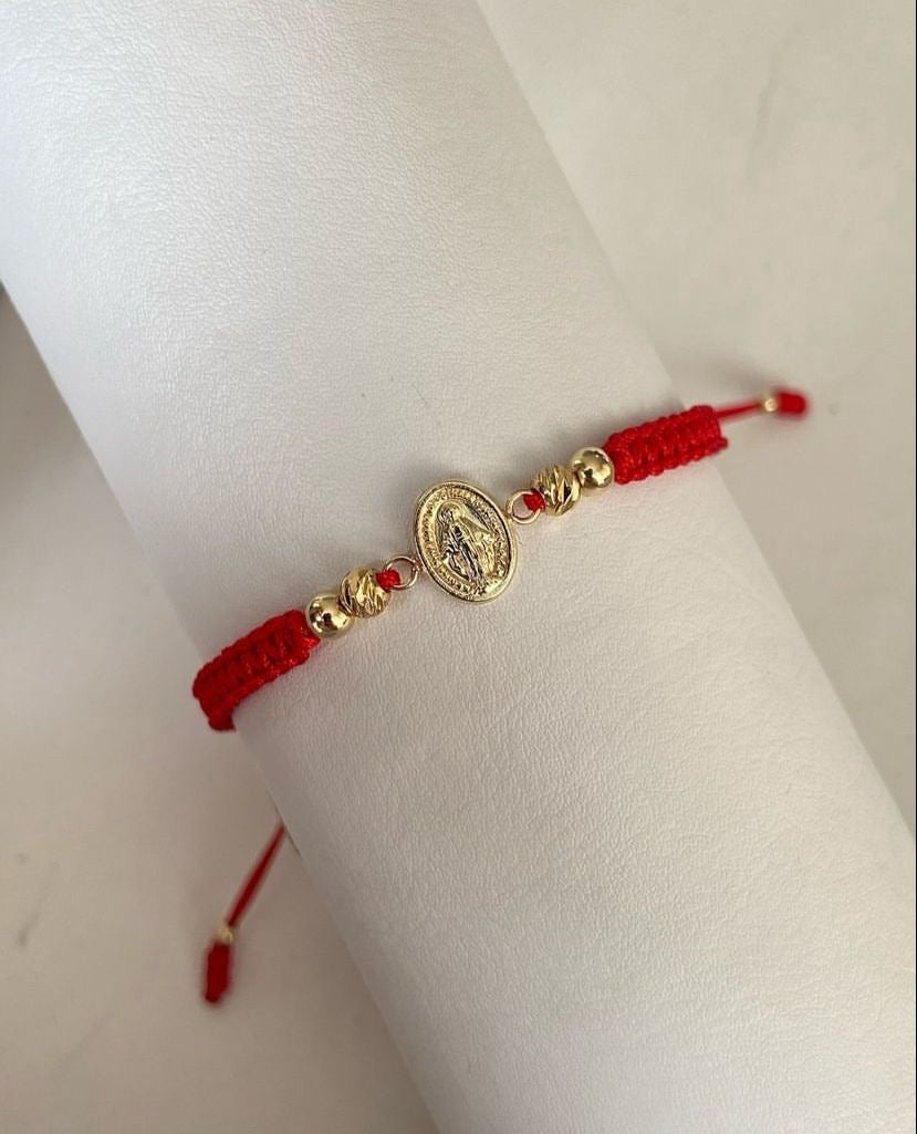 Pulsera Virgen Milagarosa con balienes lisos y diamantados #4