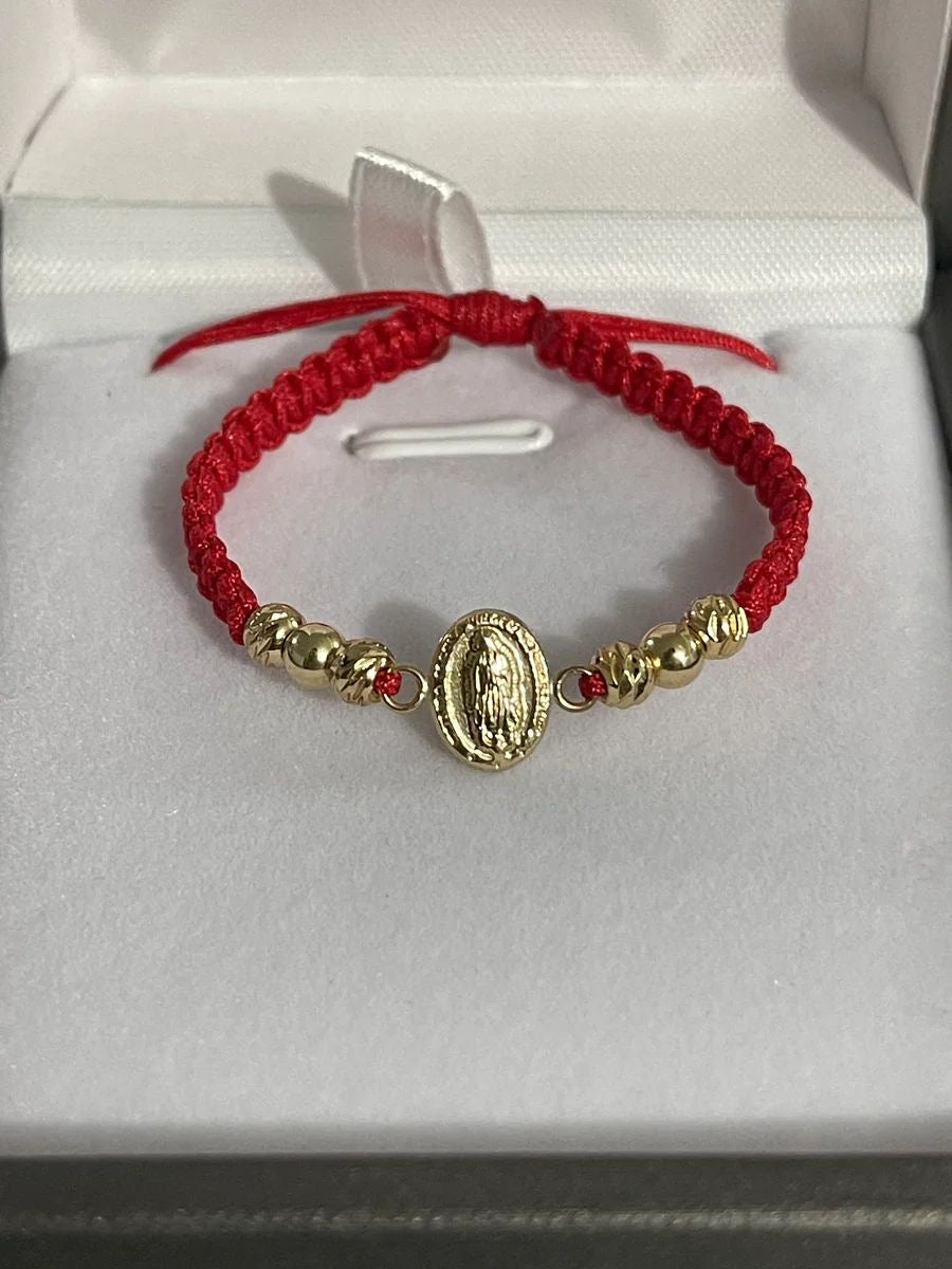 Pulsera Virgen de Guadalupe con balines #4 lisos y diamantados