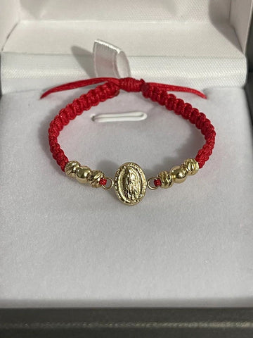 Pulsera Virgen de Guadalupe con balines #4 lisos y diamantados