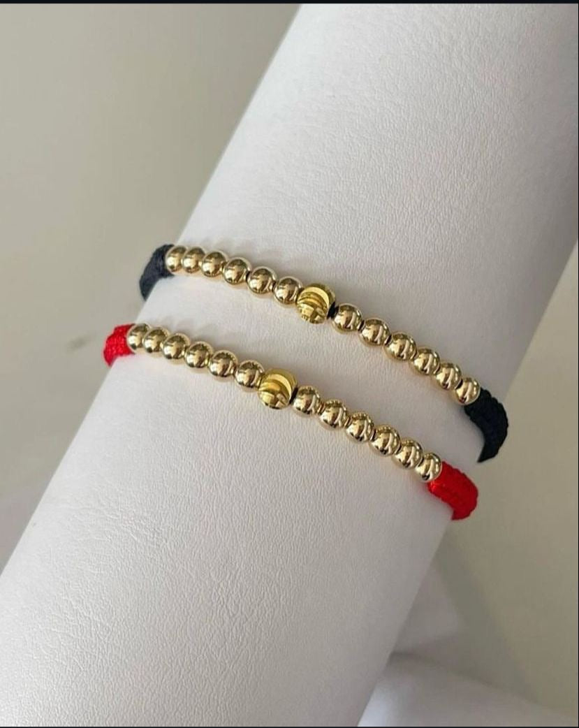 Juego Pulsera balin #4 y #5 2x negro rojo