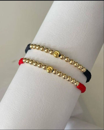 Juego Pulsera balin #4 y #5 2x negro rojo
