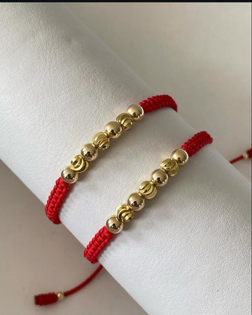 Juego Pulsera balin #5 liso y diamantado 2 x