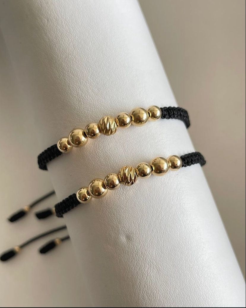 Juego Pulsera balin #5 y #6 liso y diamantado 2 x