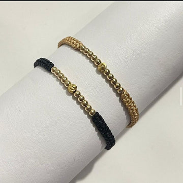 Juego Pulsera balines #4 y #5 2 x dorado y negro