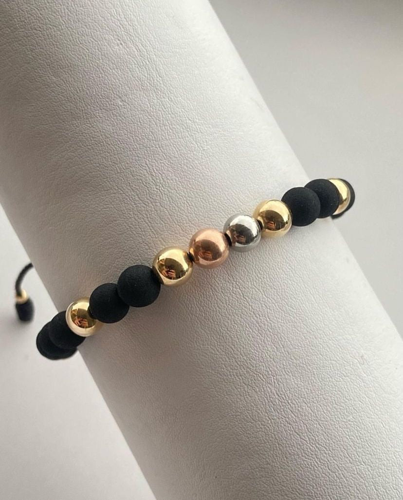 Pulsera con balines 3 oros #6