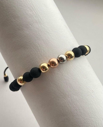 Pulsera con balines 3 oros #6