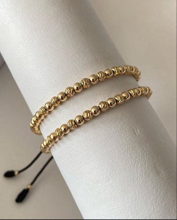 Juego Pulsera con balines lisos y diamantados #4 2 x