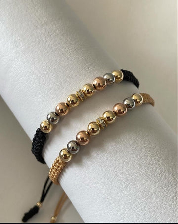 Juego Pulsera con balines tres oros #5