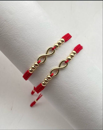 Juego Pulsera con dije infinito y balines #4 2 x