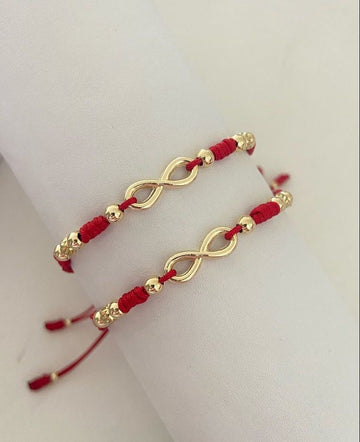 juego pulsera infinito con balines 4mm 2x