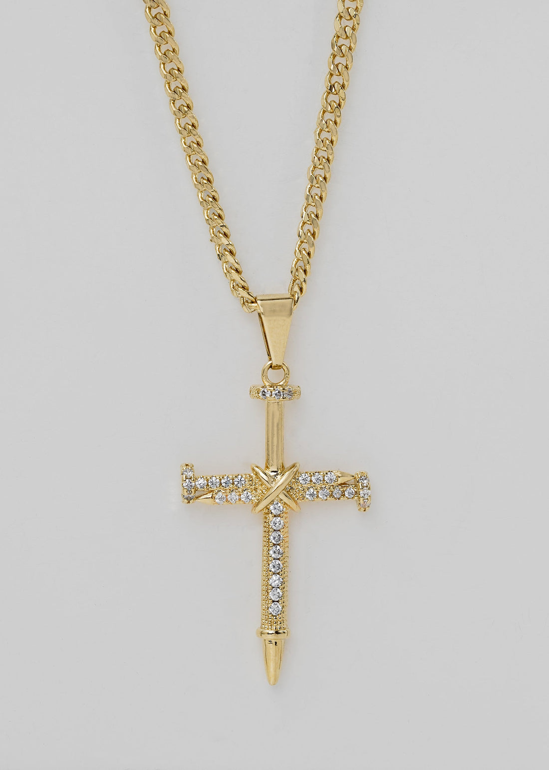 Cadena Cubana 3mm ( 65cms ) + Dije Cruz clavos