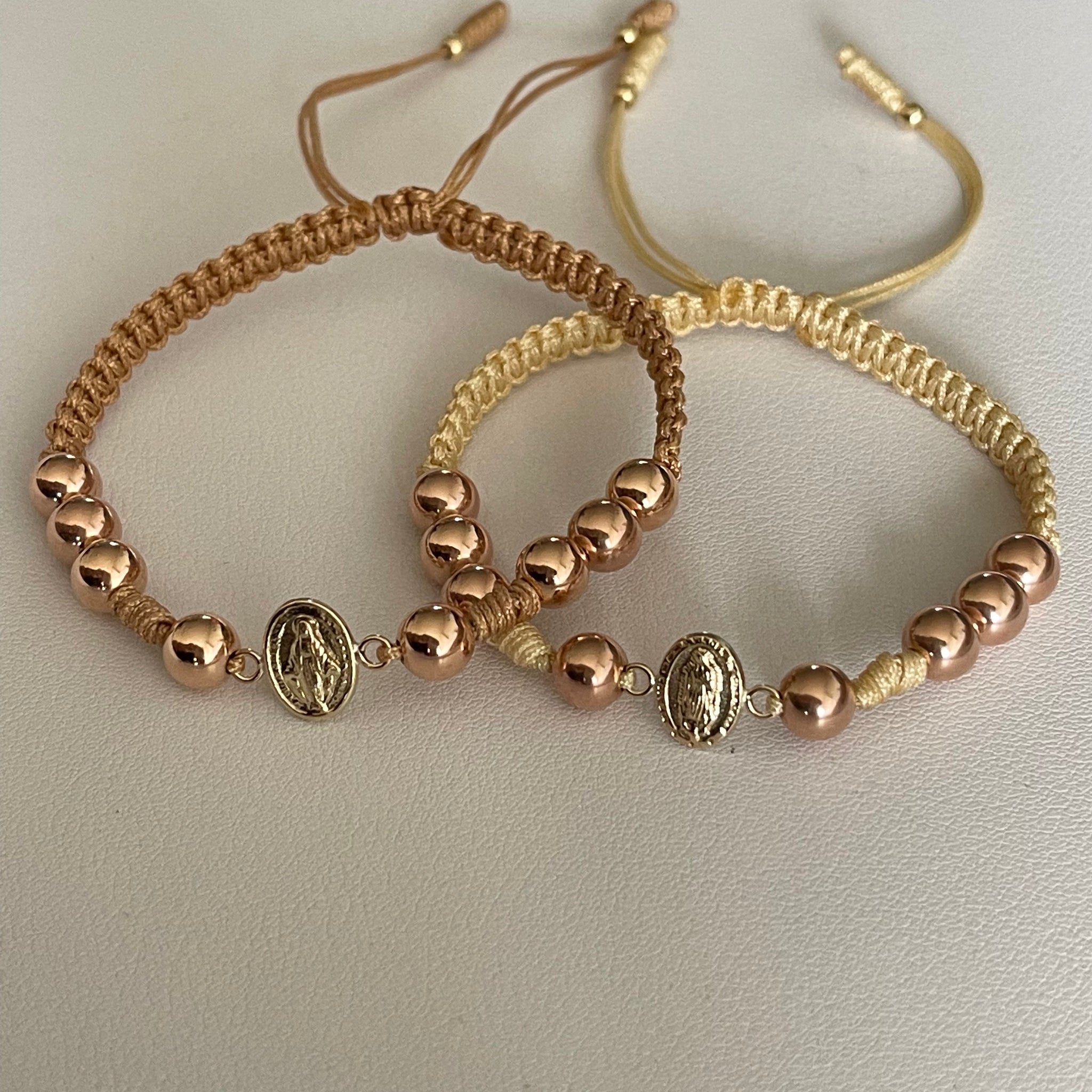 Pulsera Virgen Oro rosa (6mm)