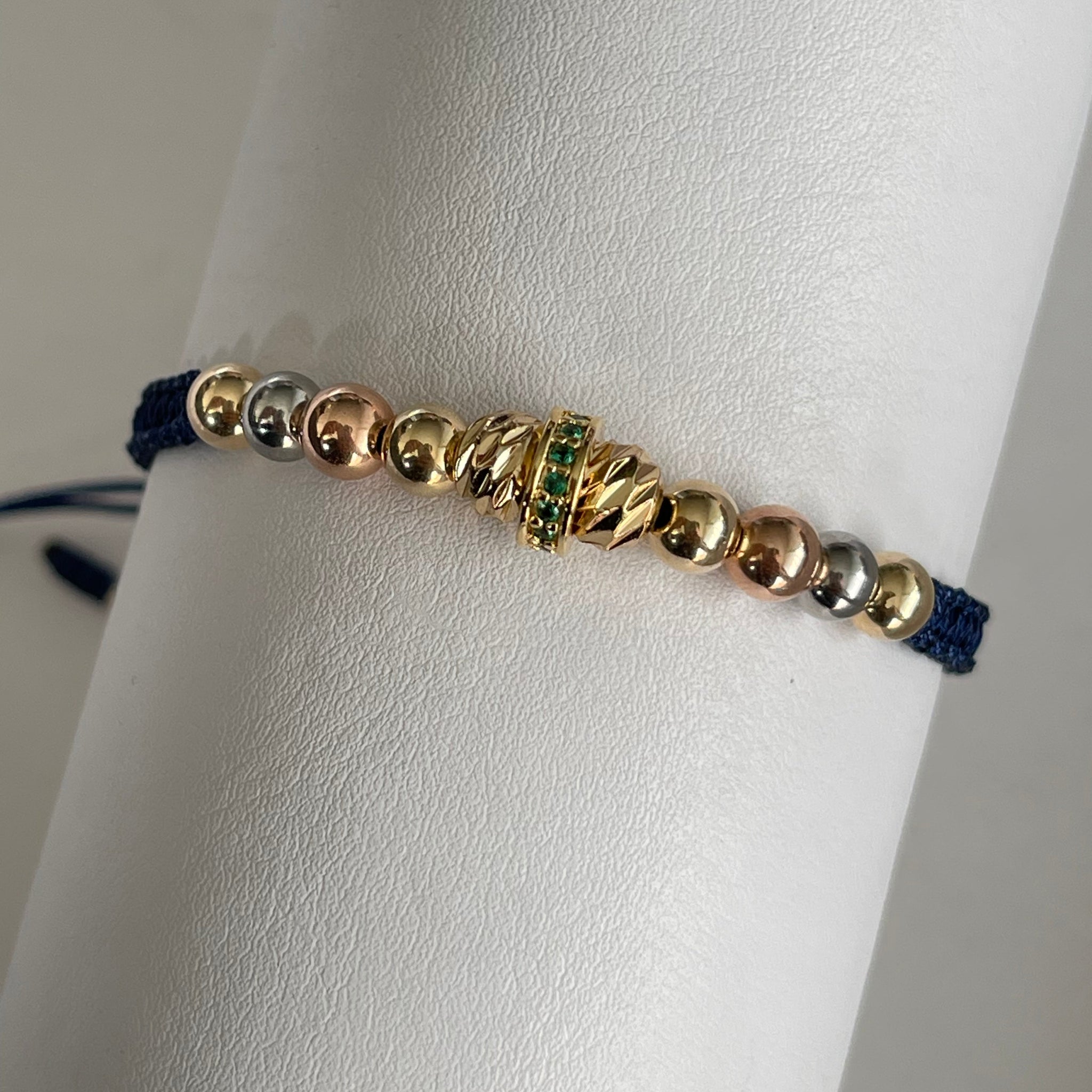 Pulsera 3 oros diamantada 5 milímetros y Piedra Swarovski (8mm)✨